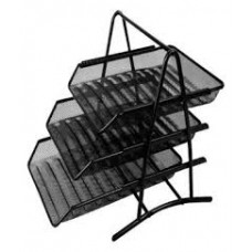 Partner Metal Mesh 3 Tier Document Tray, Black